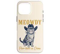 Custodia per iPhone 16 Pro Max Meowdy Cat Detective Western Feline Noir Criminal Hunter