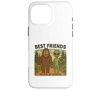 Custodia per iPhone 16 Pro Max Migliori Amici Divertente Bigfoot e Alien Cryptid, UFO, Fantascienza
