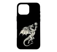 Custodia per iPhone 16 Pro Max Mitico Drago Holding Sun Orb Vintage Art