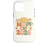 Custodia per iPhone 16 Pro Max Mom Est 2026 Groovy Retro Daisy Flower New Mom Mother's Day
