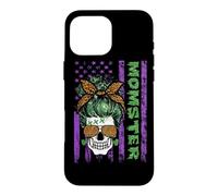 Custodia per iPhone 16 Pro Max Momster America Flag Skull Mom Leopard Monster Halloween