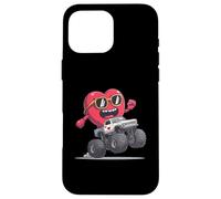 Custodia per iPhone 16 Pro Max Monster Truck Cuore 4 Ruote Offroad San Valentino