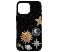 Custodia per iPhone 16 Pro Max Mosaico celeste di mezzanotte vintage Cosmic Sun Trendy Y2K