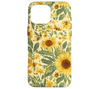 Custodia per iPhone 16 Pro Max Motivo giardino girasole con api, design rustico floreale ape