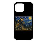 Custodia per iPhone 16 Pro Max Mountain bike Golden Retriever Art Dog sulla pista ciclabile
