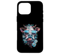 Custodia per iPhone 16 Pro Max Mucca colorata con occhiali da sole - Flower Power Design