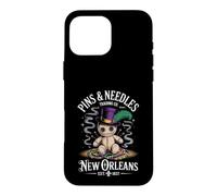 Custodia per iPhone 16 Pro Max Mystical Voodoo Doll New Orleans Pins and Needles Art