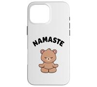 Custodia per iPhone 16 Pro Max Namaste, simpatico orso Kawaii per yoga, senza stress