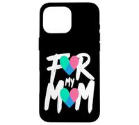 Custodia per iPhone 16 Pro Max Nastro a forma di cuore per la sensibilizzazione sul cancro alla tiroide per la mia mamma