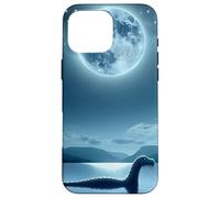 Custodia per iPhone 16 Pro Max Nessie il mostro di Loch Ness sotto la luna piena