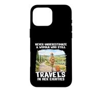 Custodia per iPhone 16 Pro Max Never Underestimate Woman 80s Anni Ottanta Travel Design
