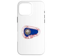 Custodia per iPhone 16 Pro Max New Hampshire Flag Rock Climbing Moschettone