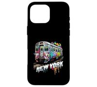 Custodia per iPhone 16 Pro Max New York Treno Graffiti Style NYC Metropolitana
