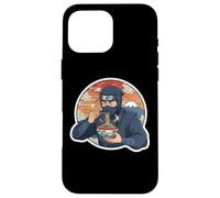 Custodia per iPhone 16 Pro Max Ninja Eating Ramen Noodles Lover Traditional Japanese Art