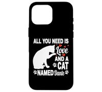 Custodia per iPhone 16 Pro Max Nome gatto personalizzato Dante Cute Kitty Pet Amante