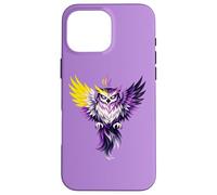 Custodia per iPhone 16 Pro Max Nonbinary Owl Bird Enby NB Pride Flag Colors Tattoo Style