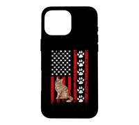 Custodia per iPhone 16 Pro Max Norwegian Forest Cat 4th of July Patriotic American Flag