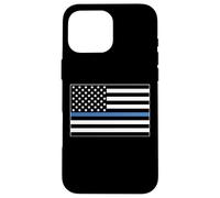 Custodia per iPhone 16 Pro Max Nurse Police Wife Officer Thin Blue Line Heart Flag