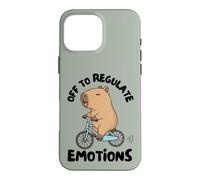 Custodia per iPhone 16 Pro Max Off to Regulate Emotions Mental Health Funny Capybara