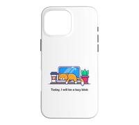 Custodia per iPhone 16 Pro Max Oggi sarò un pigro Blob No Cat Not Today Kitten Funny