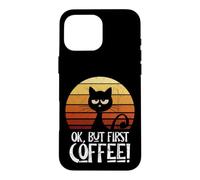 Custodia per iPhone 16 Pro Max Ok Ma prima il caffè mattina gatto brontolone