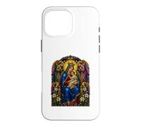 Custodia per iPhone 16 Pro Max Opera d'arte dell'icona cattolica medievale di Mary And Child Angels