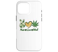 Custodia per iPhone 16 Pro Max Pace Amore Erba Marijuana Cannabis Retro Vintage