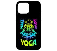 Custodia per iPhone 16 Pro Max Pace Amore Yoga Astronauta Namaste Meditazione Zen Lotus Pose