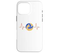 Custodia per iPhone 16 Pro Max Pallavolo Battito cardiaco - Palla ECG Pulse Distressed Design