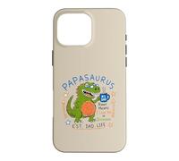 Custodia per iPhone 16 Pro Max Papasaurus Number One Dad Funny Dinosaur Rex Festa del papà