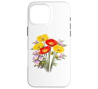 Custodia per iPhone 16 Pro Max Papaveri rossi e gialli e viole del pensiero Full Bloom Shapes Mania