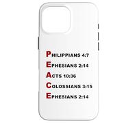 Custodia per iPhone 16 Pro Max PEACE Acrostic - 5 Christian Faith Bible Verse Scriptures