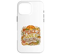 Custodia per iPhone 16 Pro Max Peace Love Hiking Retro Sunset Hiking Mom Outdoor Trekking