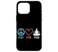 Custodia per iPhone 16 Pro Max Peace Love Yoga Meditazione Zen Retro Lotus