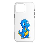 Custodia per iPhone 16 Pro Max Pensa il simpatico dinosauro T-Rex blu