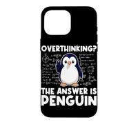Custodia per iPhone 16 Pro Max Pensare troppo La risposta è Penguin Divertente Insegnante di Matematica