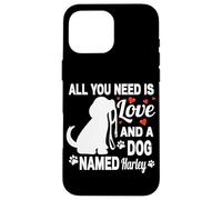 Custodia per iPhone 16 Pro Max Personalizzato Cane Nome Harley Cute Dog Pet Lover