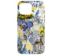 Custodia per iPhone 16 Pro Max Piastrella Mediterranea E Limone Blu Giallo Mare Italiano Estate