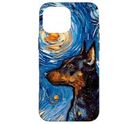 Custodia per iPhone 16 Pro Max Pinscher miniatura Starry Night Dog Min Pin Art by Aja