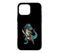 Custodia per iPhone 16 Pro Max Pirate Dinosaur T Rex - Costume pirata Buccaneer Jolly Roger