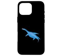 Custodia per iPhone 16 Pro Max Plesiosauro dinosauro subacqueo blu rettile marino