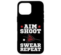 Custodia per iPhone 16 Pro Max Pool Playing Aim Shoot Swear Repeat Pool Playing Billiards