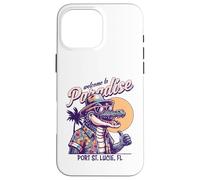 Custodia per iPhone 16 Pro Max Port St Lucie, Florida Paradise, design in stile retrò a forma di coccodrillo