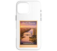 Custodia per iPhone 16 Pro Max Poster aereo vintage Washington D.C. Lincoln USA arte di viaggio