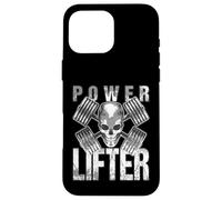 Custodia per iPhone 16 Pro Max Power Lifter - Manubri con teschio per palestra e allenamento fitness