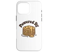 Custodia per iPhone 16 Pro Max Powered by Pancakes Breakfast Energy Funny Design Tee Pop!!