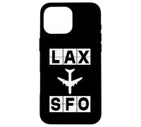 Custodia per iPhone 16 Pro Max Progettazione del codice di viaggio del percorso dell'aereo LAX SFO