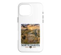 Custodia per iPhone 16 Pro Max Progettazione di viaggi del paesaggio della prateria dell'acquerello del Nord Dakota