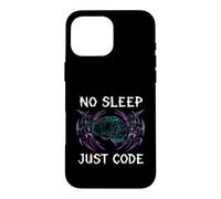 Custodia per iPhone 16 Pro Max Programmer Hacker No Sleep Just Code Cyberpunk Brain