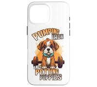 Custodia per iPhone 16 Pro Max Pumping Iron and Petting Puppies Body Building